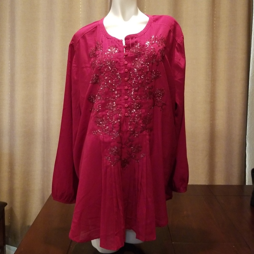 Sequined pleated Denim 24/7 brand blouse